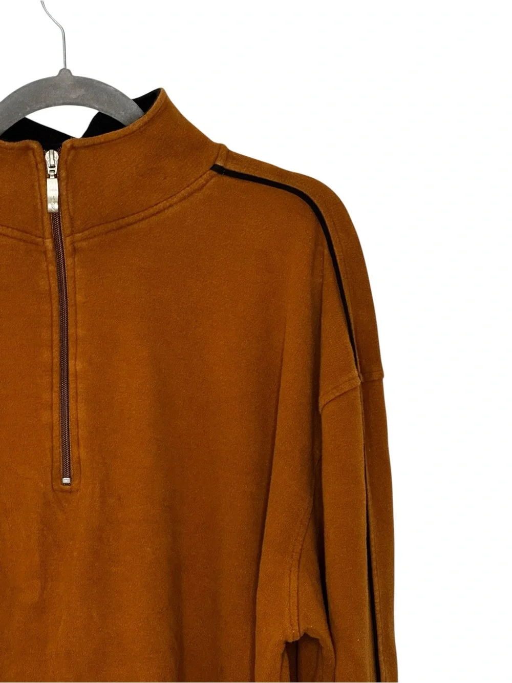 Men’s Straight Down Clothing Co Large Camel Colored 1/4 Zip Cotton Sweatshirt